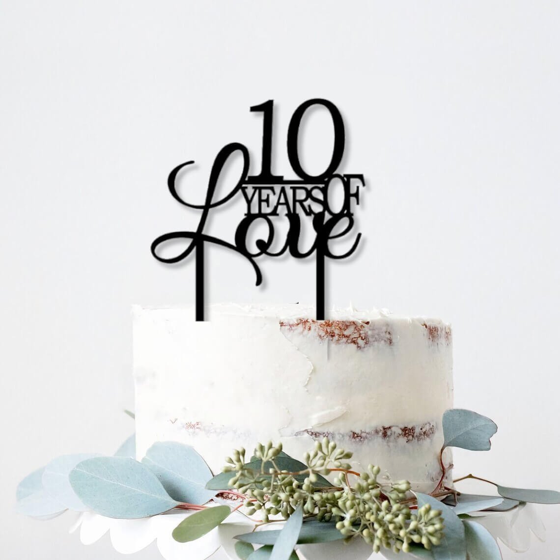 10 Years of Love Cake Topper for 10th Anniversary Cake Decoration