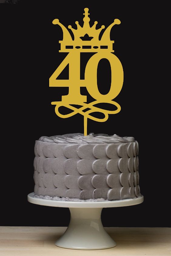40-Crown-cake-topper.jpg 40th Birthday Crown Cake Topper