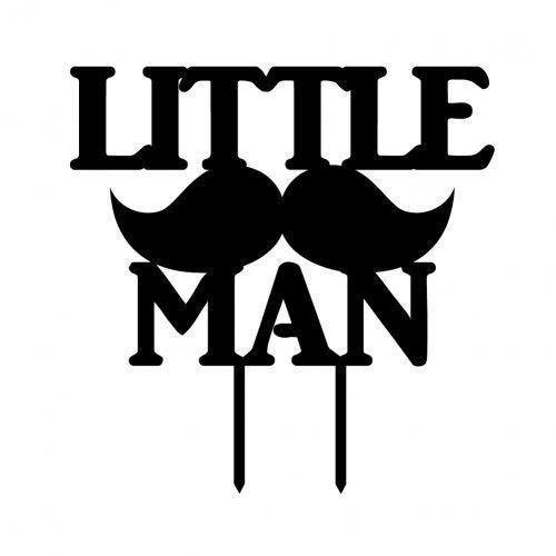 BCT025.jpg Little Man Moustache Boys Birthday Cake Decoration