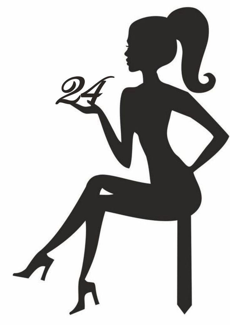 Sitting Lady Silhouette 24th Birthday Cake Topper