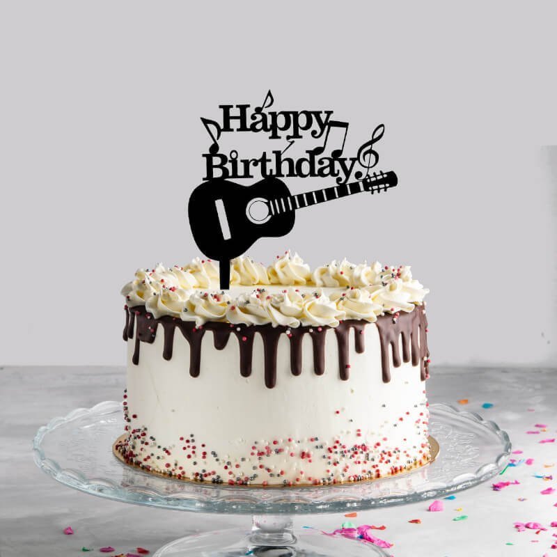 Happy Birthday Guitar Cake Topper