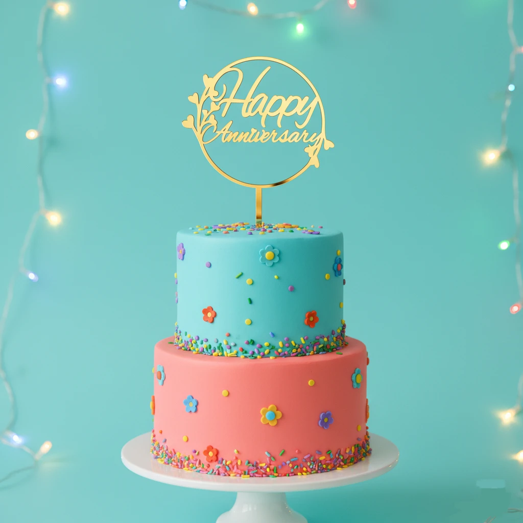 Happy Anniversary Cake Topper Floral Ascent
