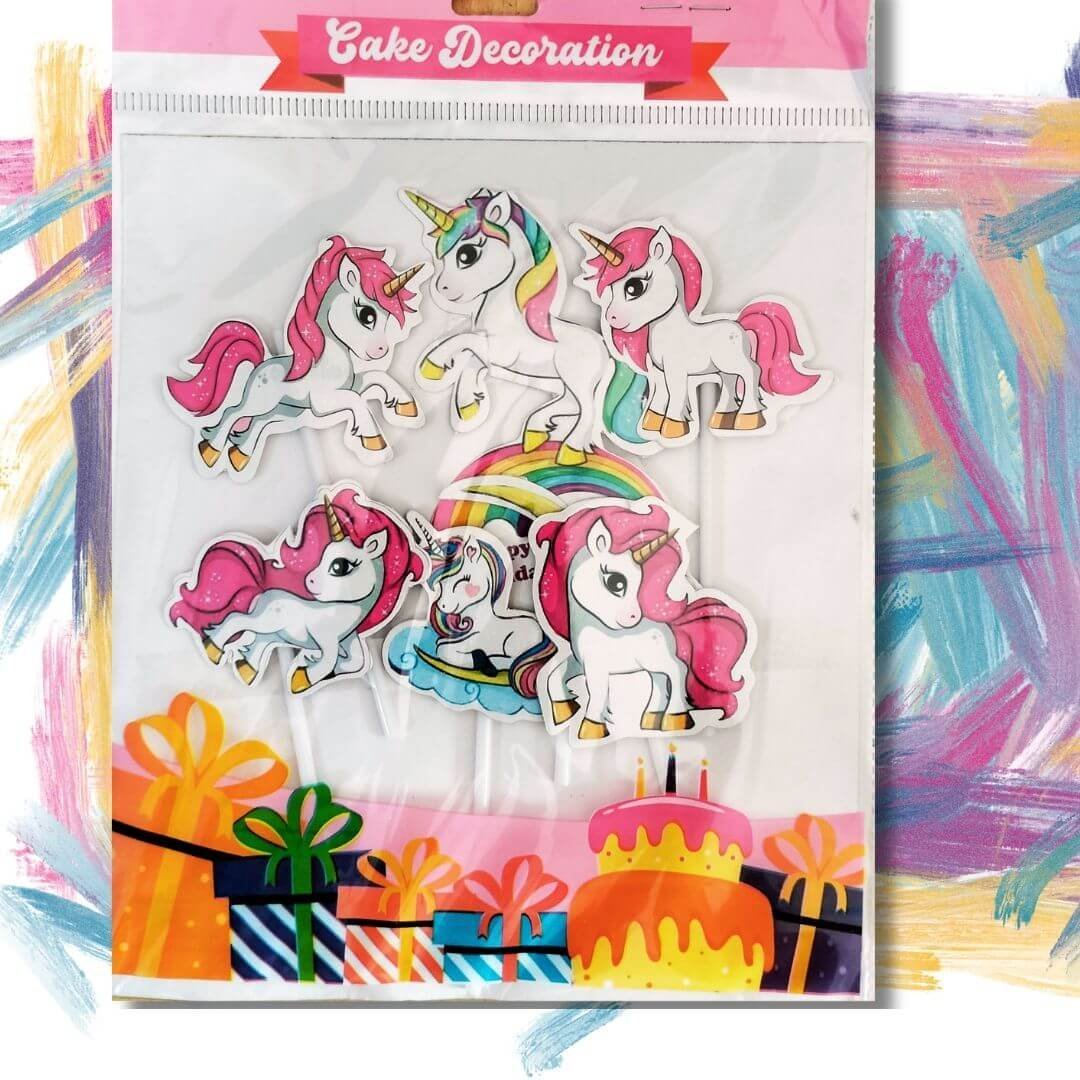 Unicorn Theme Birthday Cake Topper