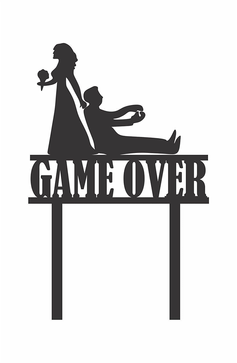 WCT009.jpg Game Over Cake Topper for wedding, Engagement, Bridal shower
