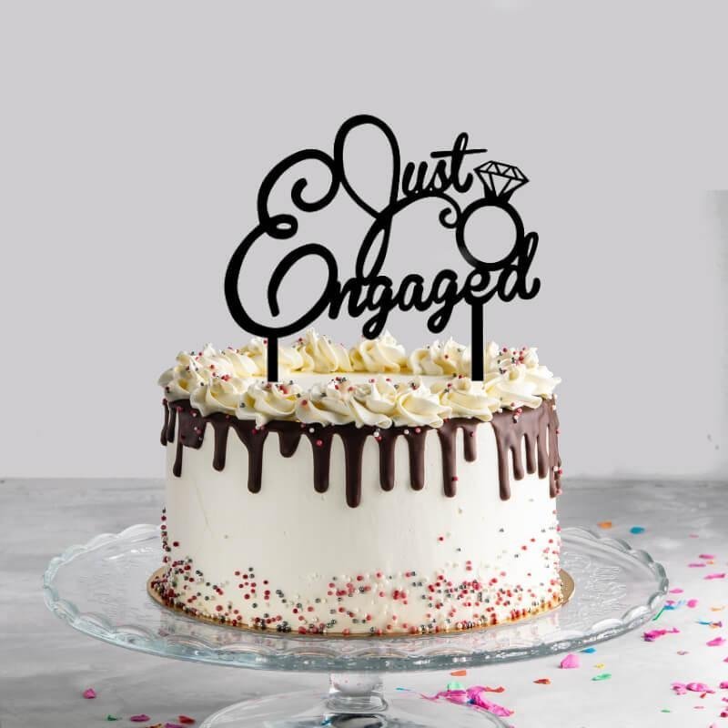WCT011B.jpg Just Engaged Cake Topper