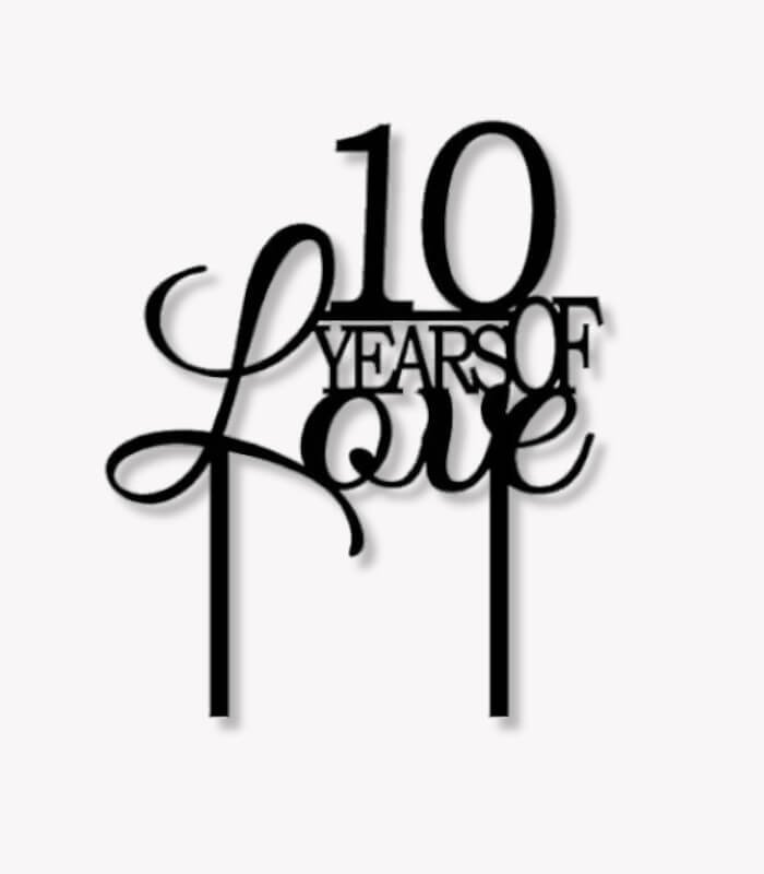 WCT020-1.jpg 10 Years of Love Cake Topper for 10th Anniversary Cake Decoration