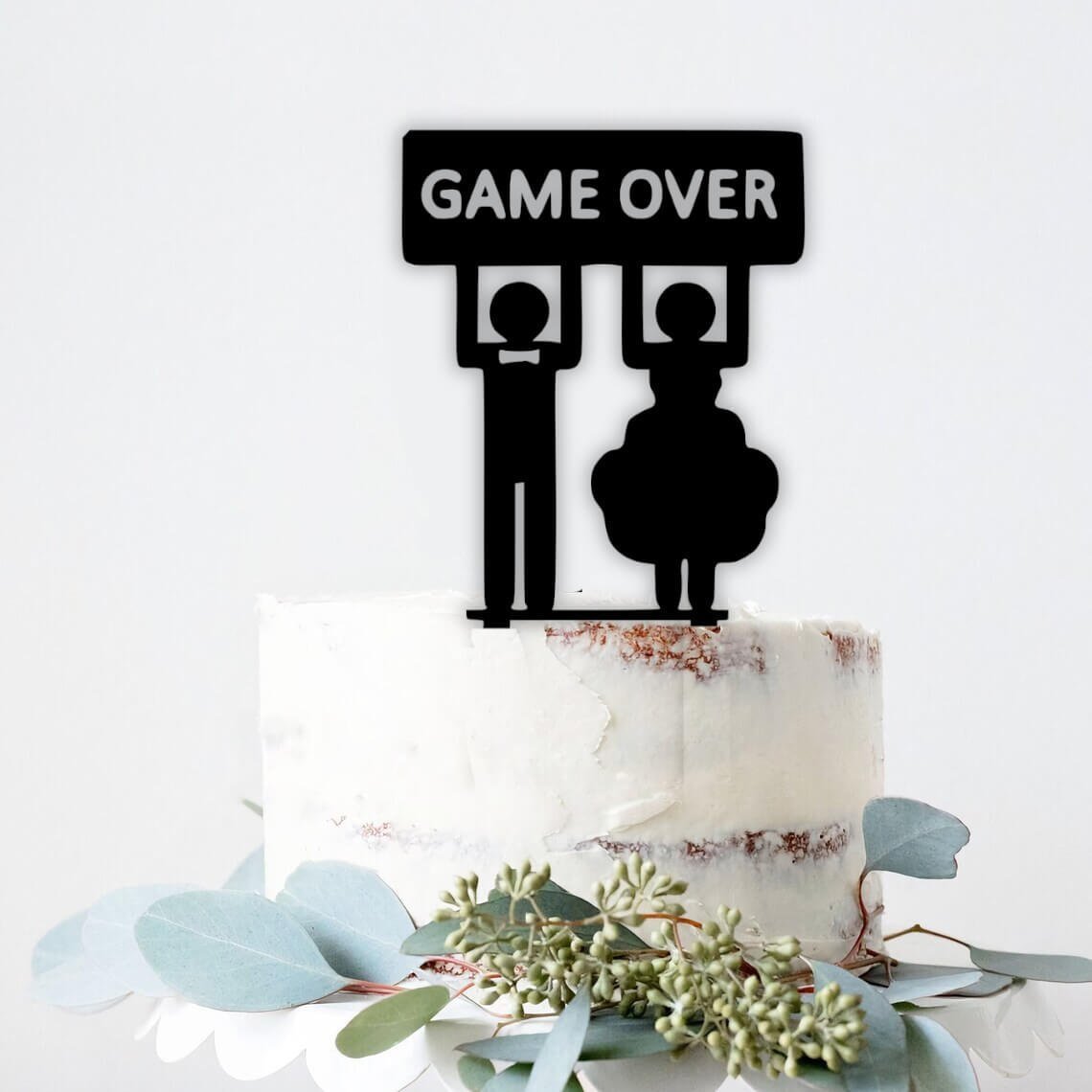 game-over-cake-topper-wct037-3.jpg Couple Game Over Cake Topper