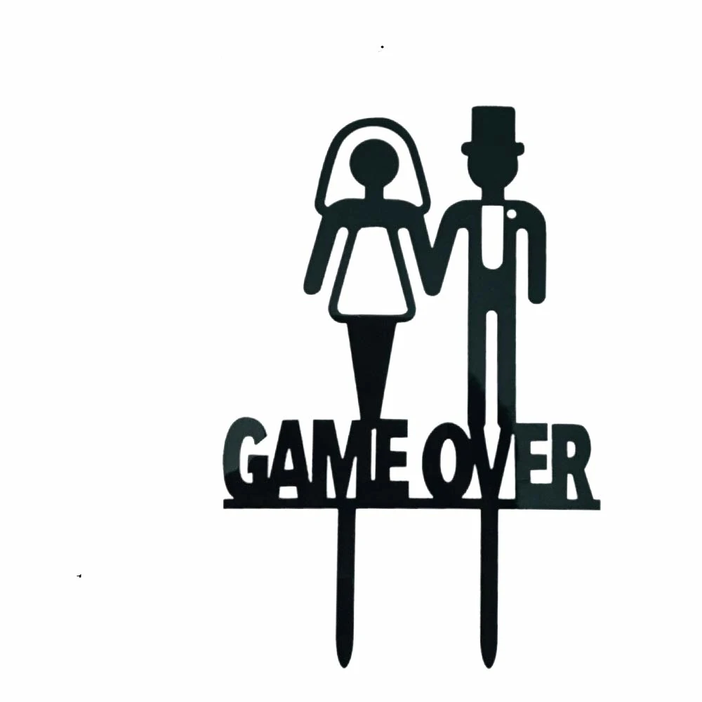 game-over-cake-topper.webp Wedding Cake Decor Game Over Cake Topper