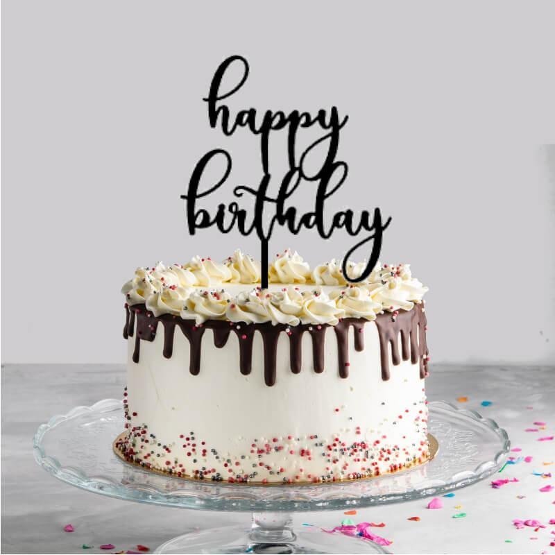 Stylish Letters Happy Birthday Cake Topper