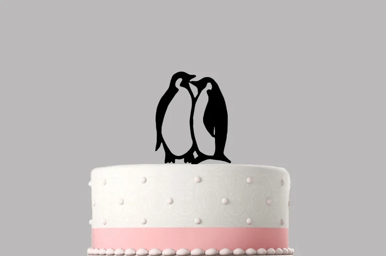 Penguin Acrylic Wedding Cake Topper