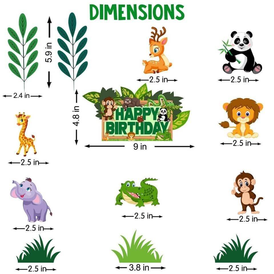 jungle-cake-topper.jpg Jungle Theme Cake Topper | Jungle themed Birthday Cake Decoration for Kids