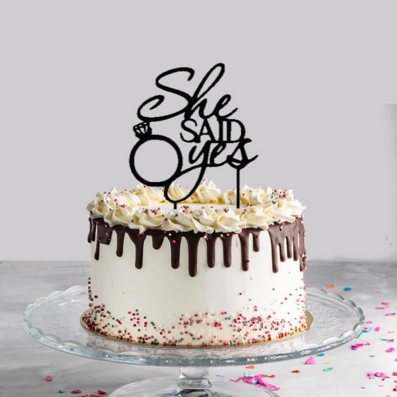 She Said Yes Cake Topper