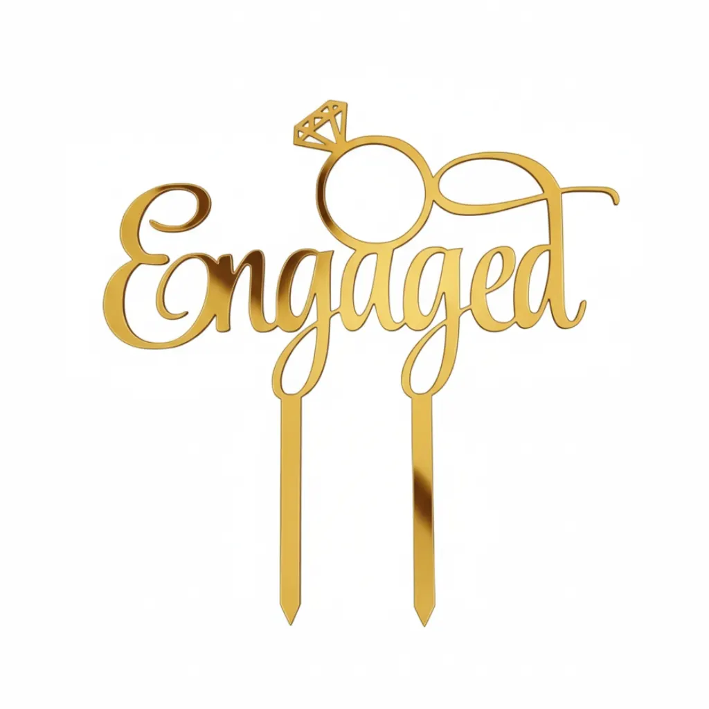 Engaged Cake Topper with Diamond Ring